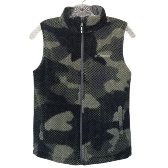 NWOT Columbia Boys Reversible Gray / Blue Green Puffer Plush Vest, Size M 10/12